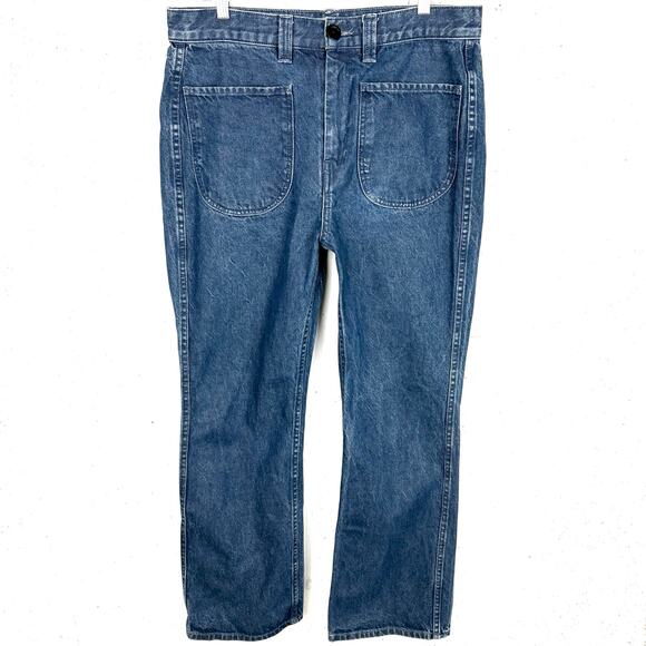Olderbrother Organic Cotton & Hemp Jeans Blue Large Pockets Zip Fly Size Large